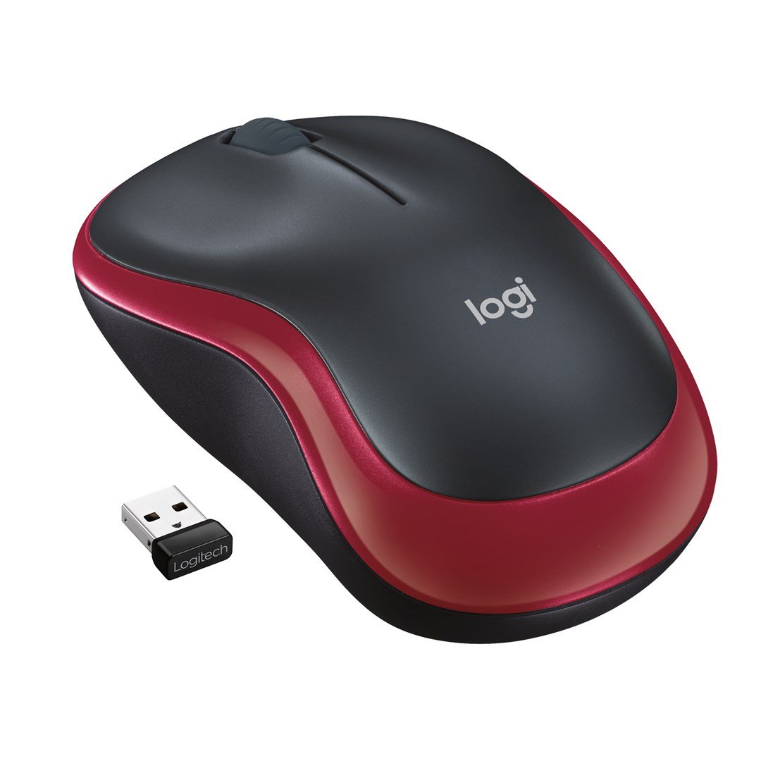 Kompiuterio pelė Logitech M185, juoda/raudona - 1