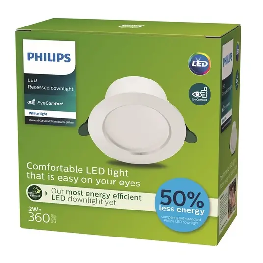 Įleidžiamas LED šviestuvas PHILIPS DIAMOND CUT UE, 2W, 3000K, 310lm, IP20, Ø9x4,95cm-0