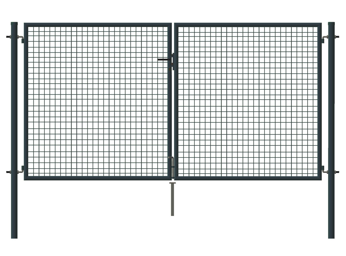 Dvigubi vartai tvoros segmentui, karštai cinkuoti Comfort, pilkos sp., 1250 x 4000 mm-0