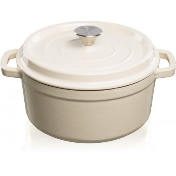 Ketaus puodas Grand Feu, minimalistinio dizaino „Casserole“ su dangčiu,  3.5l, baltos sp.-0