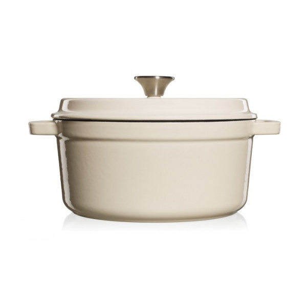 Ketaus puodas Grand Feu, minimalistinio dizaino „Casserole“ su dangčiu,  3.5l, baltos sp.-1