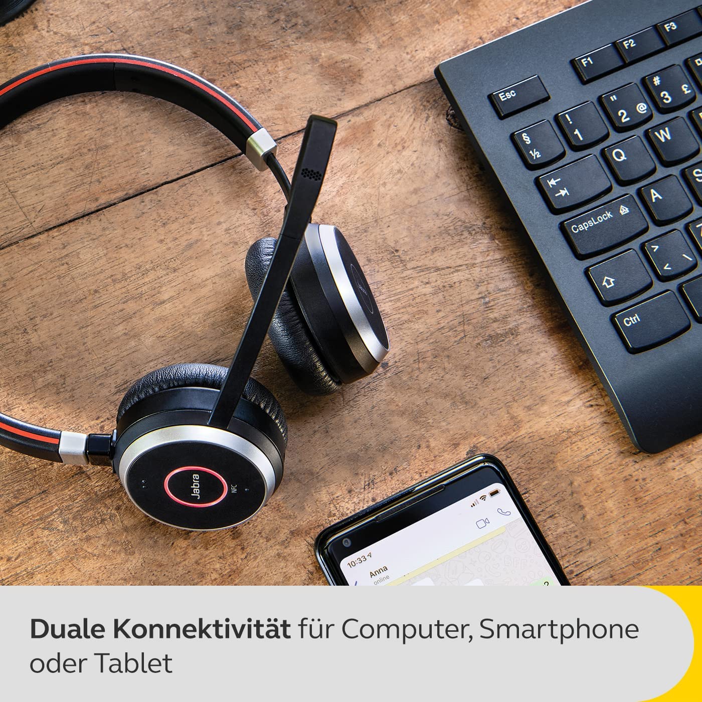 Belaidės ausinės Jabra Evolve 65 SE Link 380a MS, juoda - 3