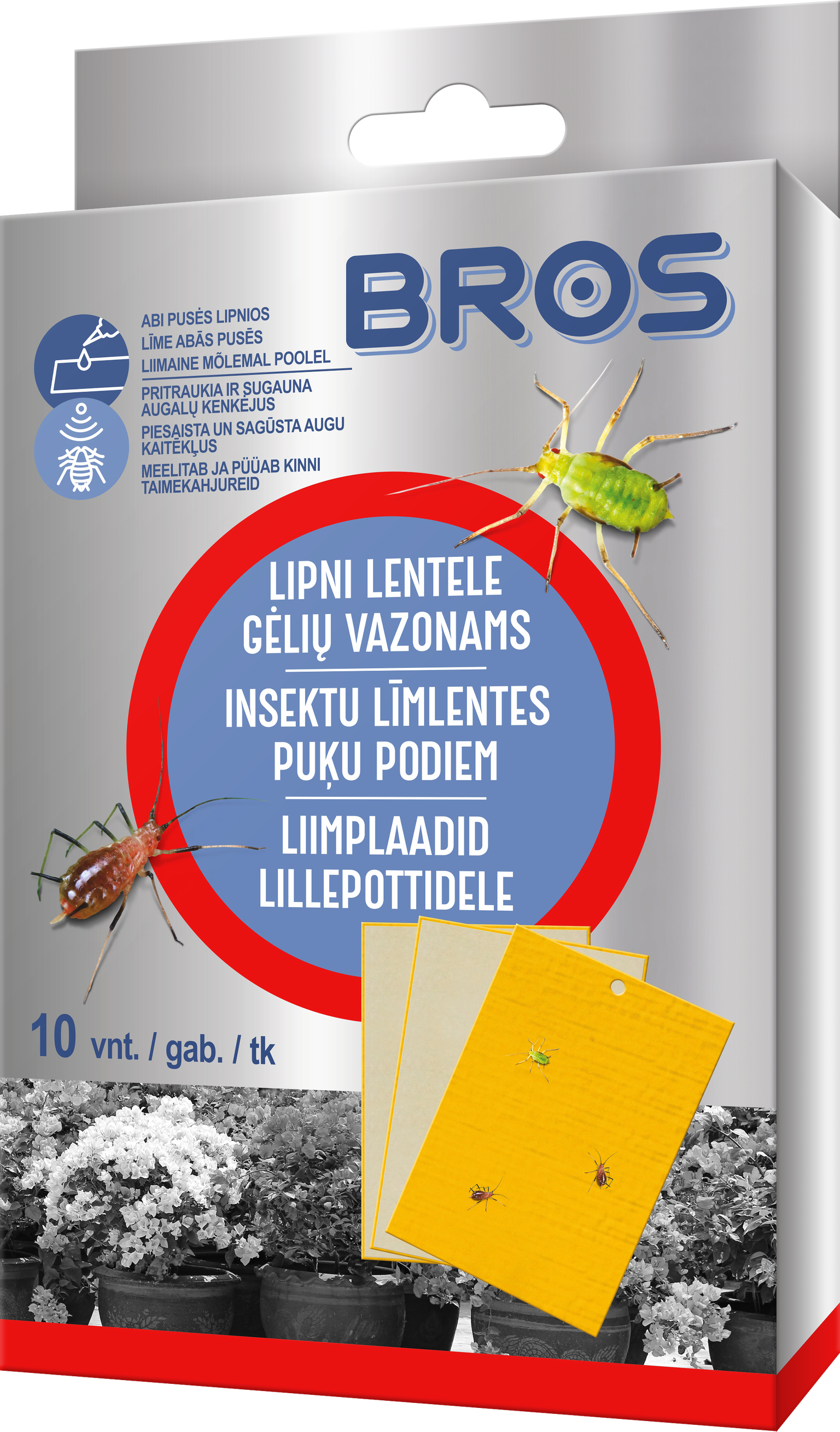 Lipni vabzdžių gaudyklė vazonams BROS, 10 vnt.-0