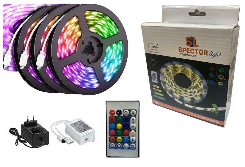 LED juostos rinkinys SPECTOR LIGHT, 24 W, RGB+CCT, dimeriuojamas, Smart Wi-Fi + pultelis, 5 m