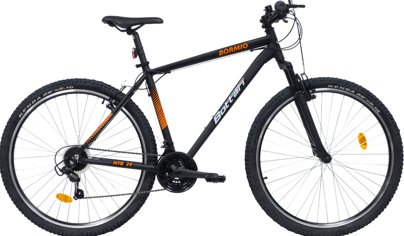 Vyriškas kalnų dviratis BOTTARI BORMIO, 29 dydis, juodos/oranžinės sp.