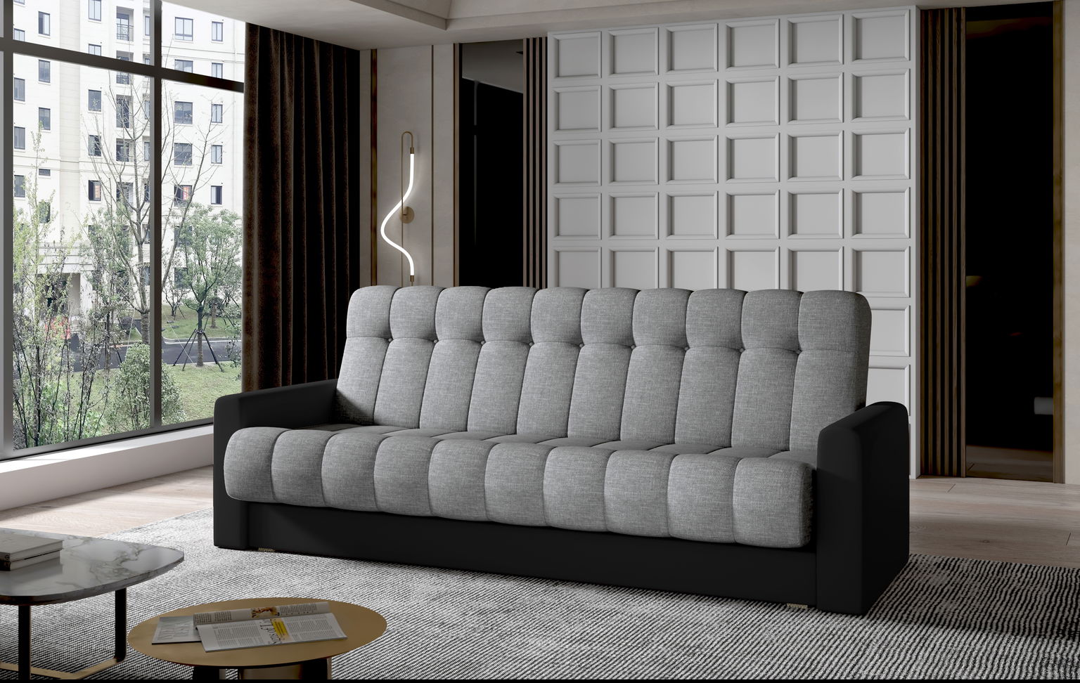 Sofa Garett, juoda/pilka-0
