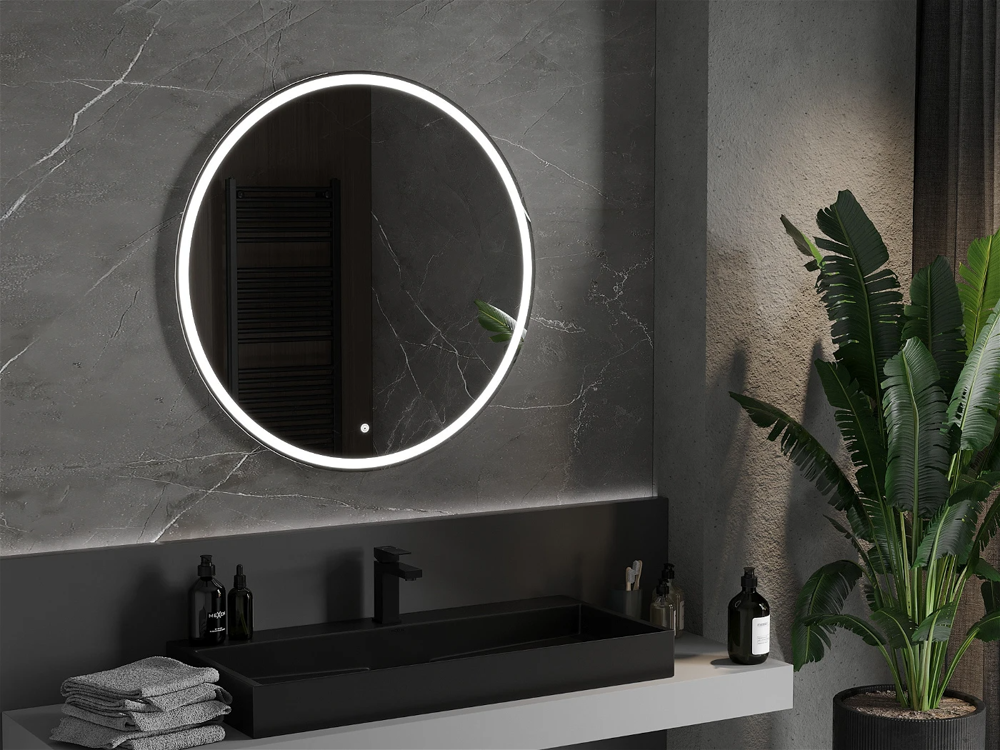 Vonios veidrodis Mexen Gobi su LED apšvietimu ir šildymo kilimėliu, 90 cm - 2