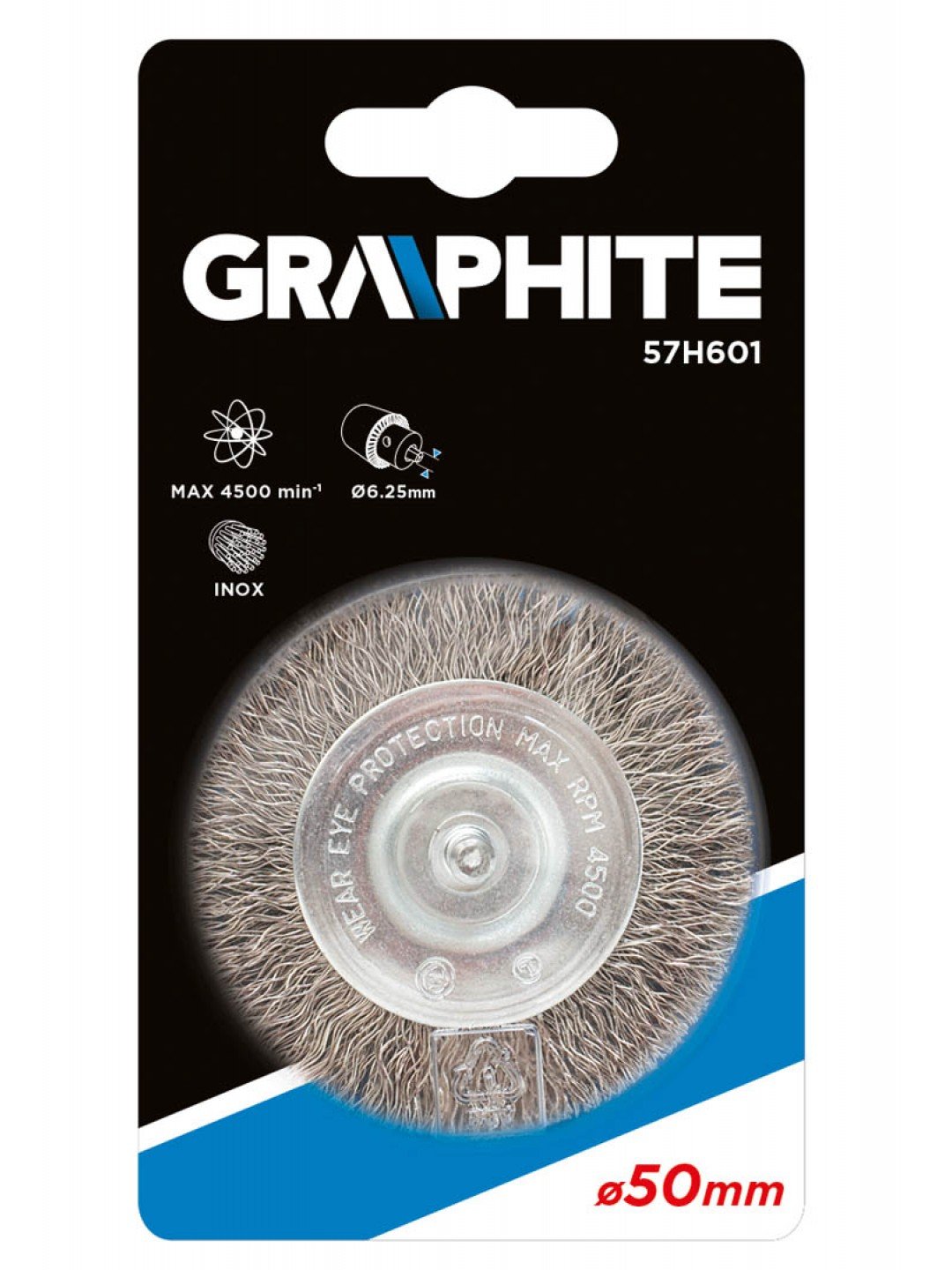 Plieninis šlifavimo šepetys GRAPHITE, 50 mm, plokščias, nerūdijantis plienas - 2