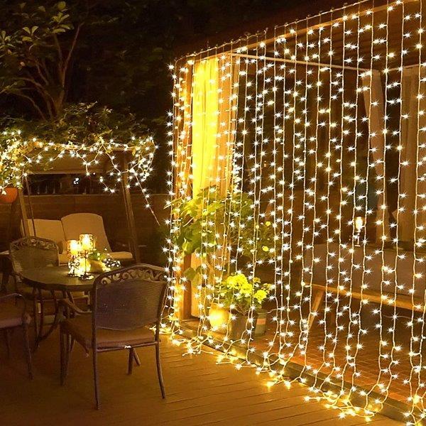 Lauko girlianda - užuolaida, įkraunama saulės energija, 192 LED, 1.5 m - 4