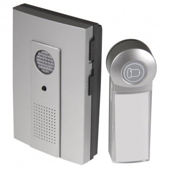 Belaidis durų skambutis EMOS 16 melodijų, 80dB, IP44, 3 x AA, 100 m., pilkos sp.
