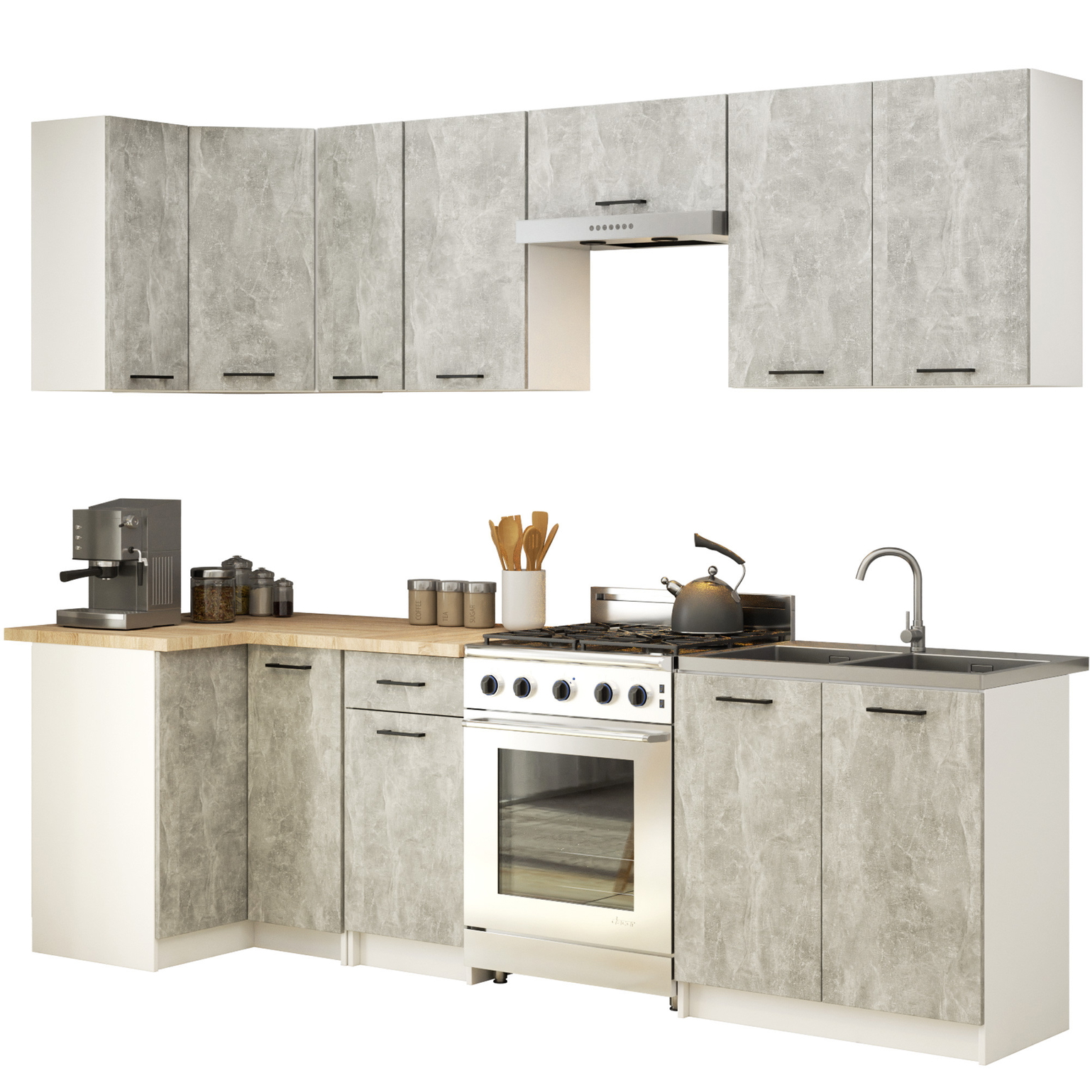 Kampinė pakabinama virtuvės spintelė Akord Furniture Factory Oliwia H720, balta/pilka, 60 cm x 30 cm x 72 cm - 6