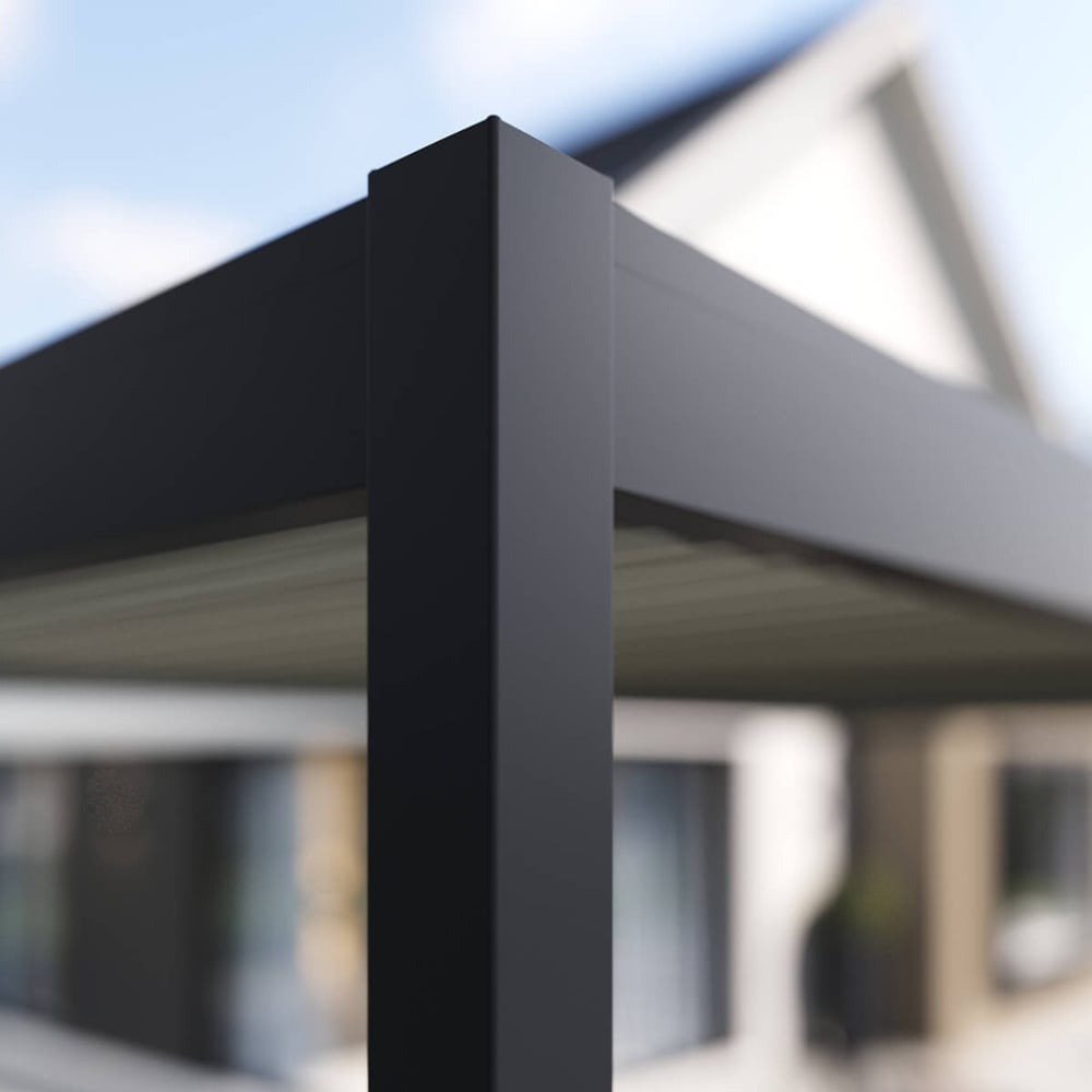 Pavėsinė Pergola ELEGANCE WALL AUTOMATIC 300x300x256 cm su LED, Anthracite/Light Grey, montuojama prie sienos-1