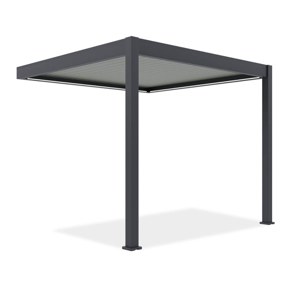 Pavėsinė Pergola ELEGANCE WALL AUTOMATIC 300x300x256 cm su LED, Anthracite/Light Grey, montuojama prie sienos-0