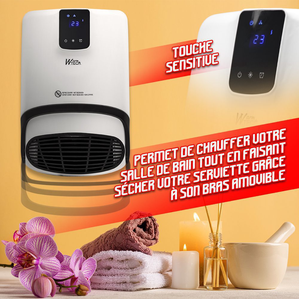 Sieninis vonios kambario šildytuvas Warm Tech, 2000 W - 3