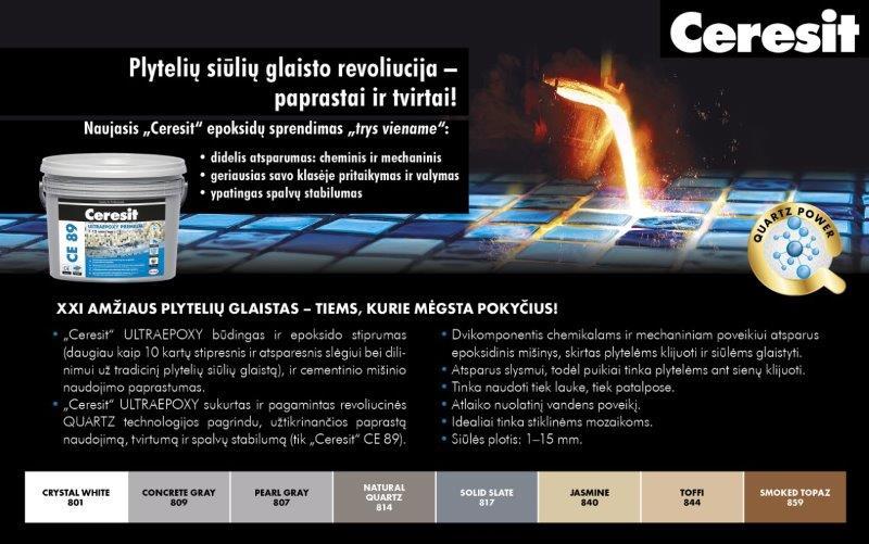 Plytelių siūlių glaistas Ceresit CE89 Ultraepoxy Premium Solid slate, 2,5 kg, tamsiai pilkos sp.-1