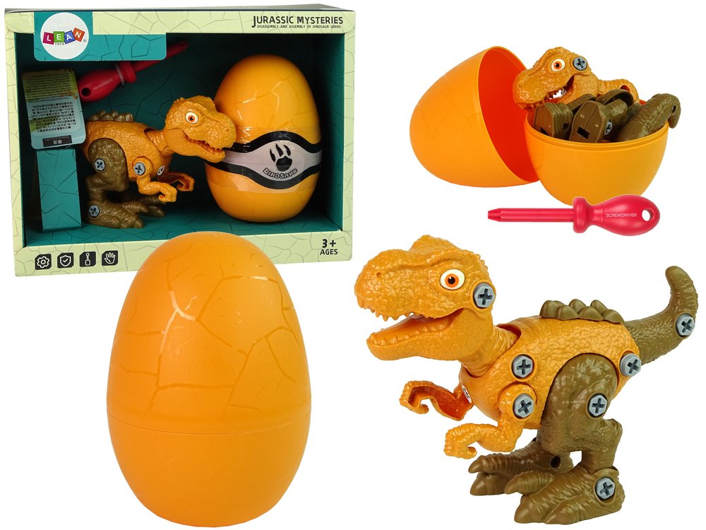 Konstrukcinis rinkinys - dinozauras Tyrannosaurus Rex su kiaušiniu, oranžinis