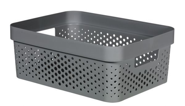 Krepšelis CURVER Infinity RECYCLED, plastikinis, tamsiai pilkos spalvos, h14 x 27 x 36 cm, 11 L-0