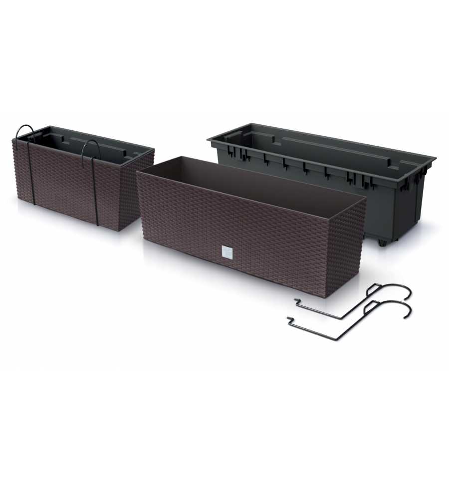 Lauko plastikinis vazonas RATO CASE W, rudos sp., 18 x 58 x 20 cm-1