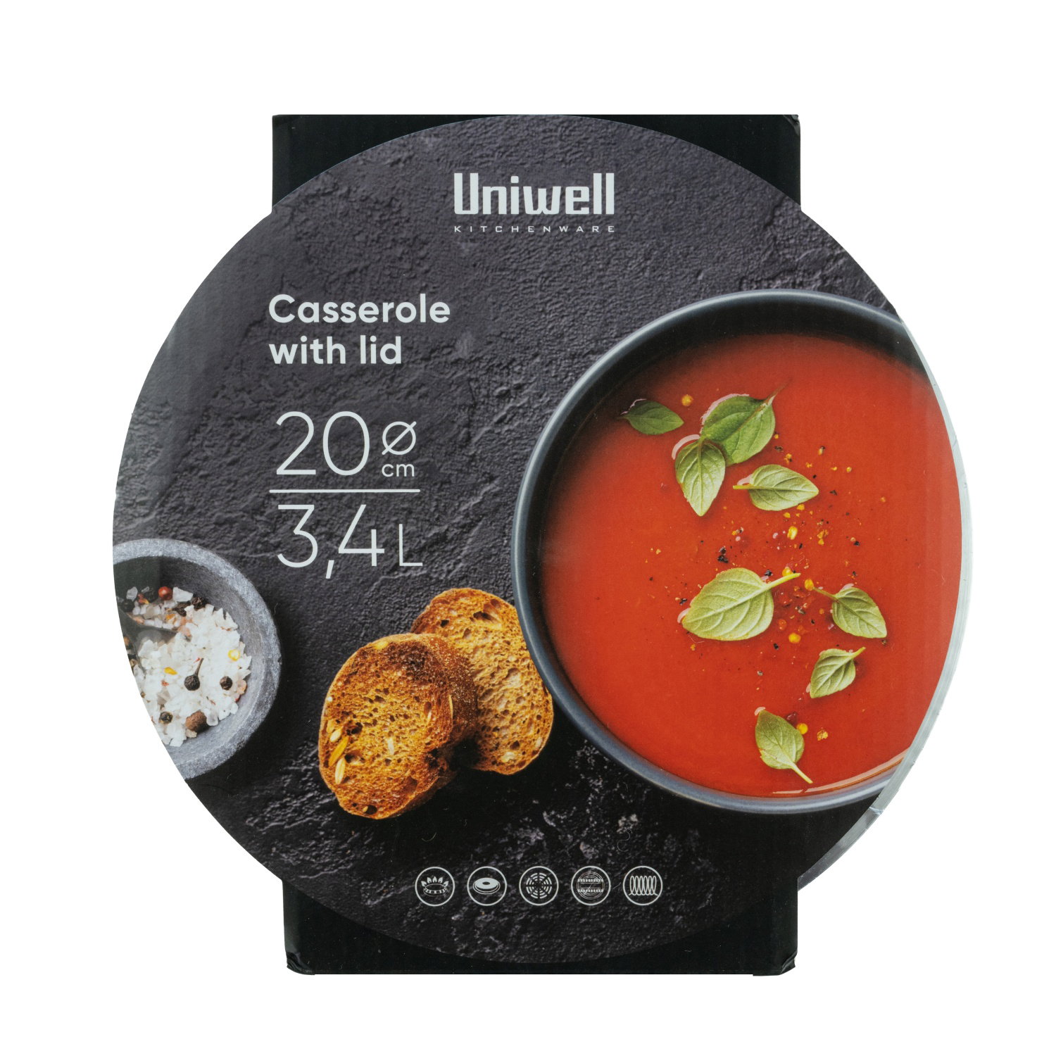 Nerūdijančio plieno puodas su dangčiu UNIWELL, 20 cm-1