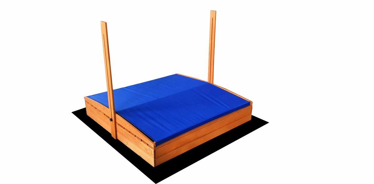 Impregnuota medinė smėlio dėžė su mėlynos spalvos stogeliu, 140x140 cm - 3