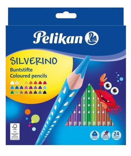 Spalvoti pieštukai SILVERINO, trikampiai, 24 spalvų