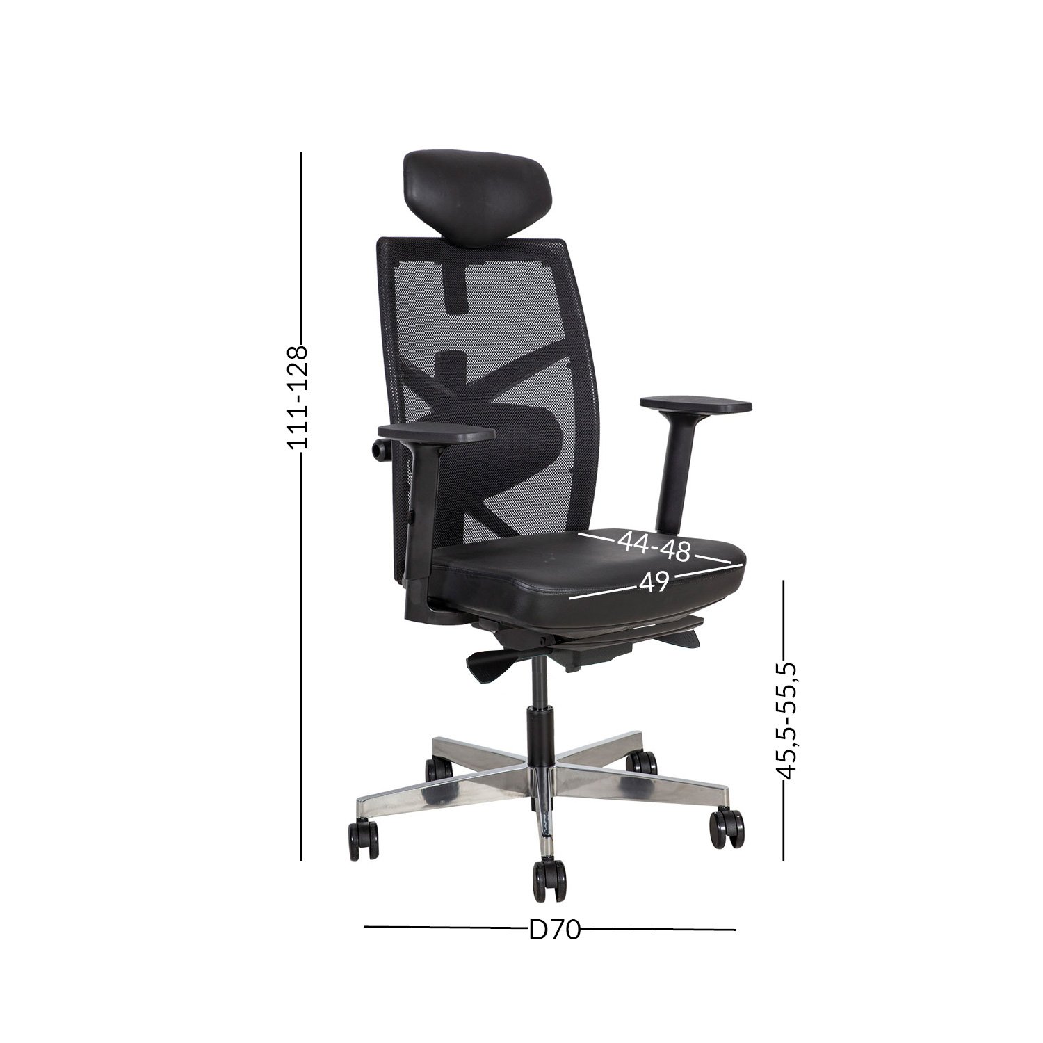 Biuro kėdė TUNE, 70x70x111-128 cm, juoda - 2