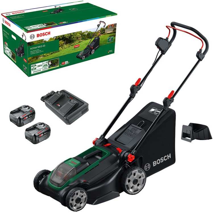 Akumuliatorinė vejapjovė BOSCH Rotak 18V2-43, 2 x 18 V, 2 x 4,0 Ah Li-ion, 43 cm, 50 l-0
