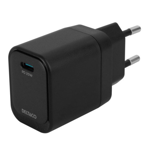 Sieninis kroviklis DELTACO USBC-AC151, 1x USB-C PD, 20 W, juodos sp.-0