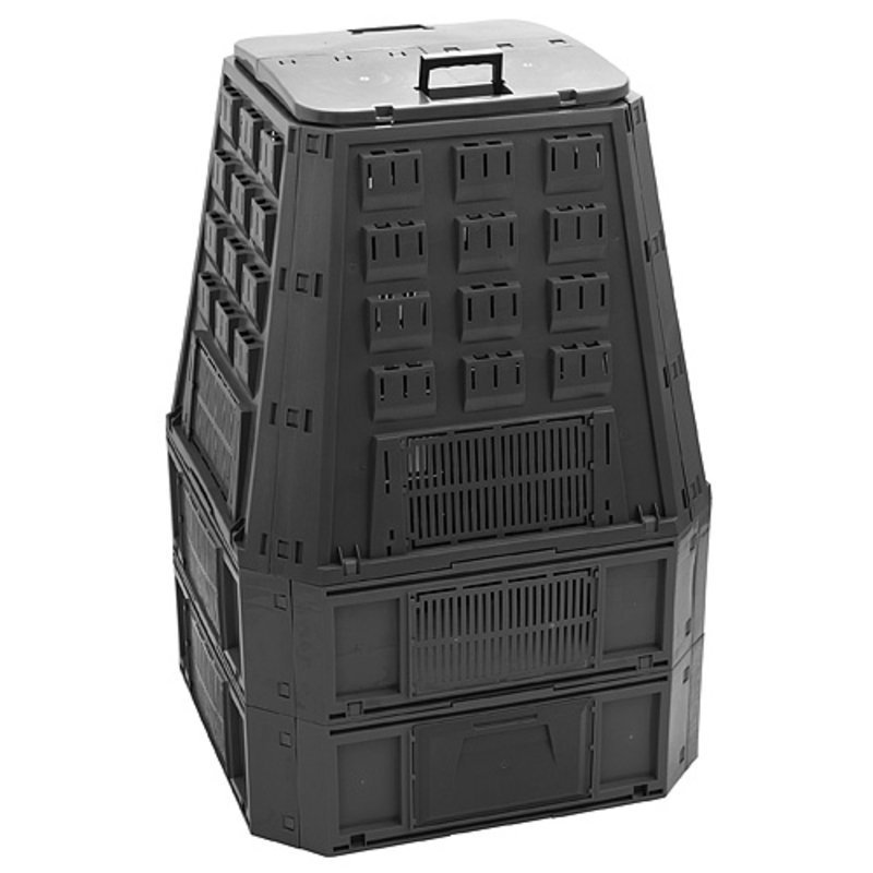 Plastikinė komposto dėžė EVOGREEN, juodos sp., 850 l, 90 x 91 x 134,5 cm