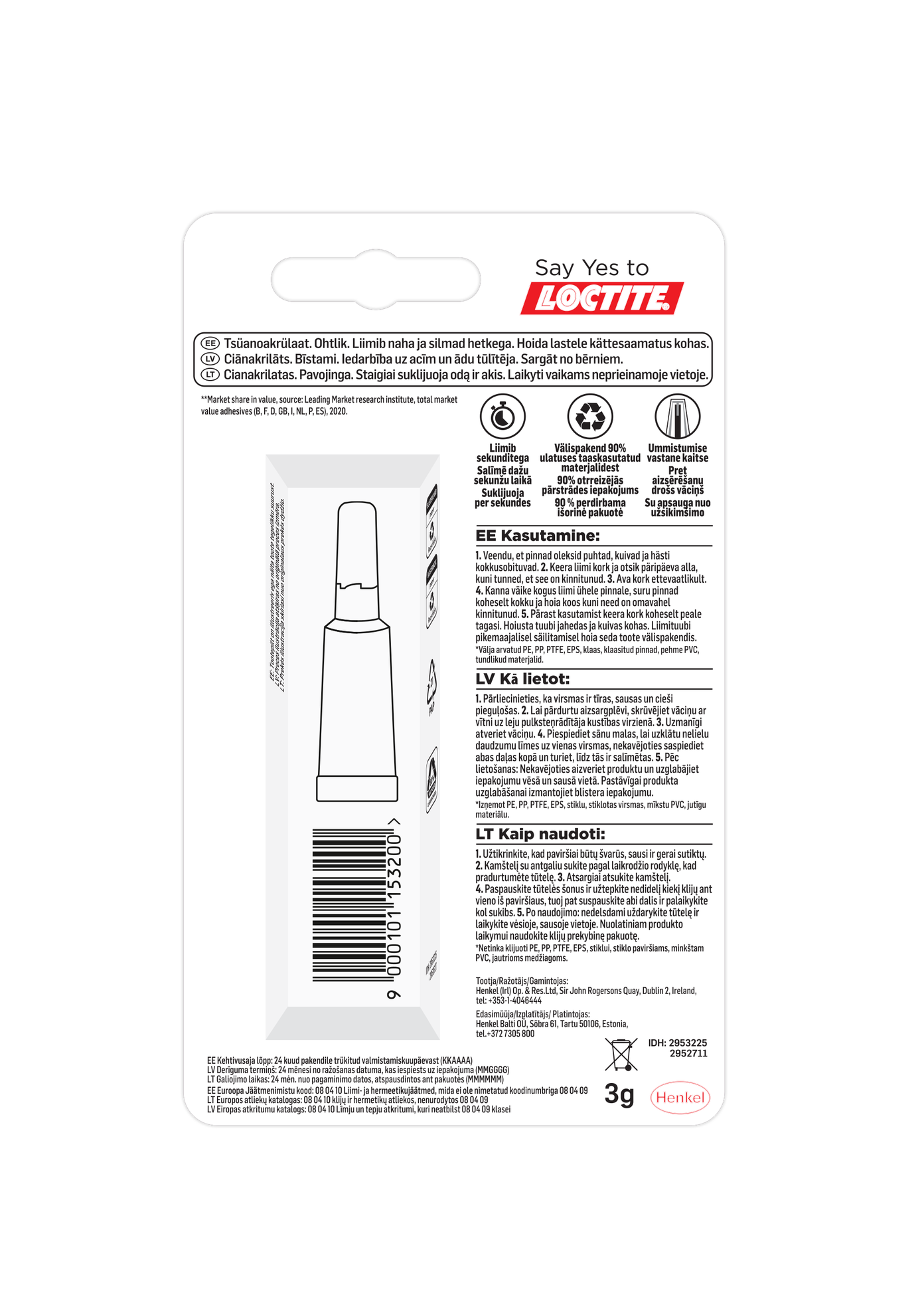 Koreguojami klijai LOCTITE SUPER ATTAK PowerEasy Gel, 3 g - 3