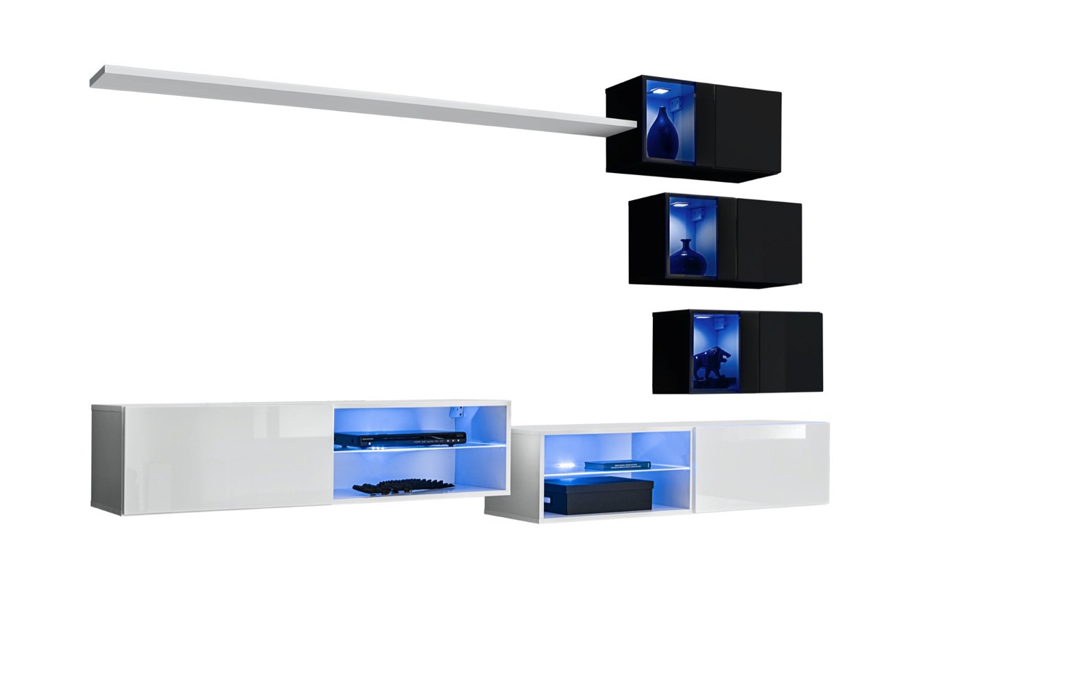 Sekcija Switch XXIV su LED apšvietimu, balta/juoda - 8