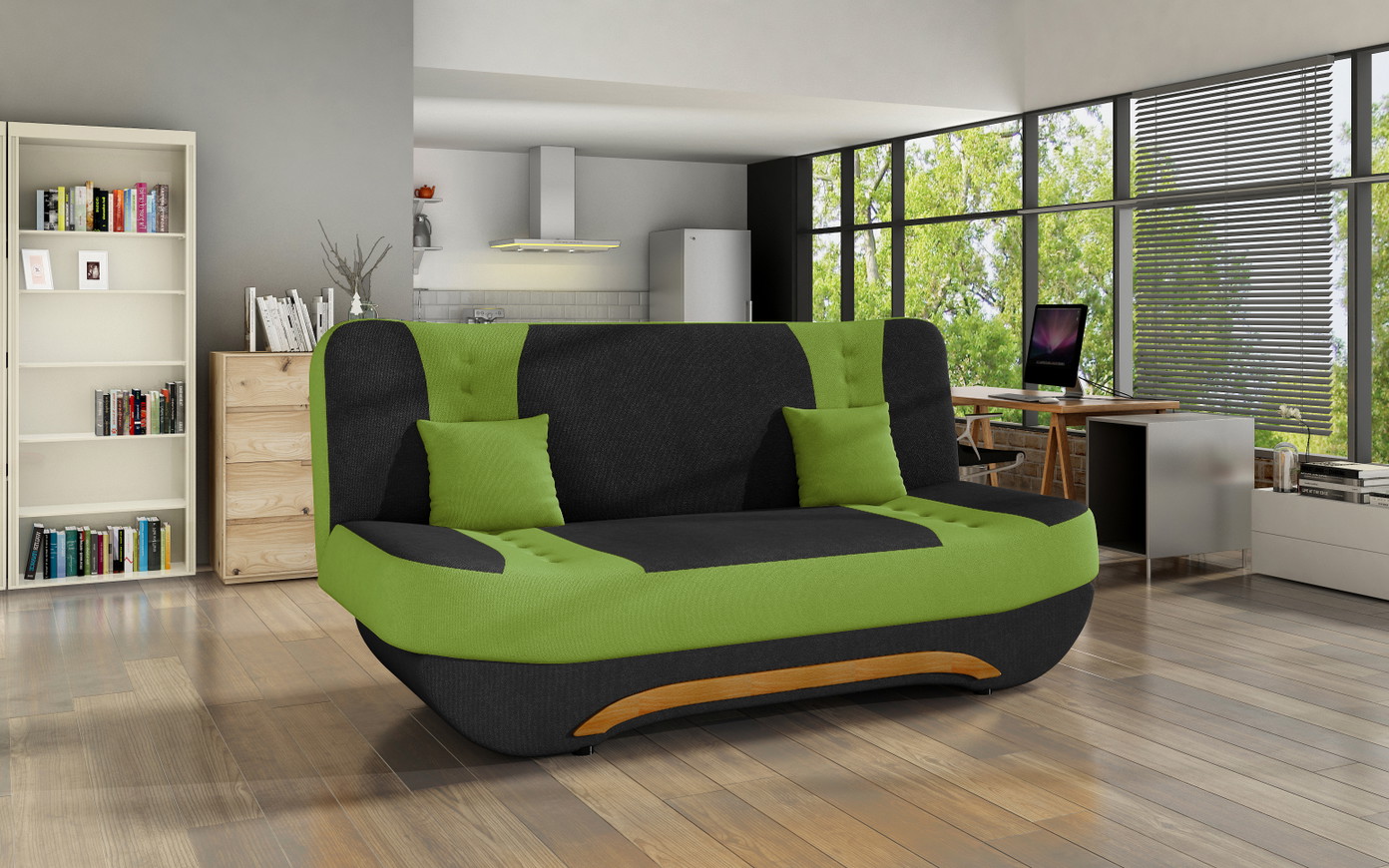 Sofa Ewa II, žalia/juoda - 1