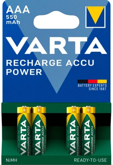 Įkraunami elementai VARTA ACCU, AAA, 550 mAh, 4 vnt-0