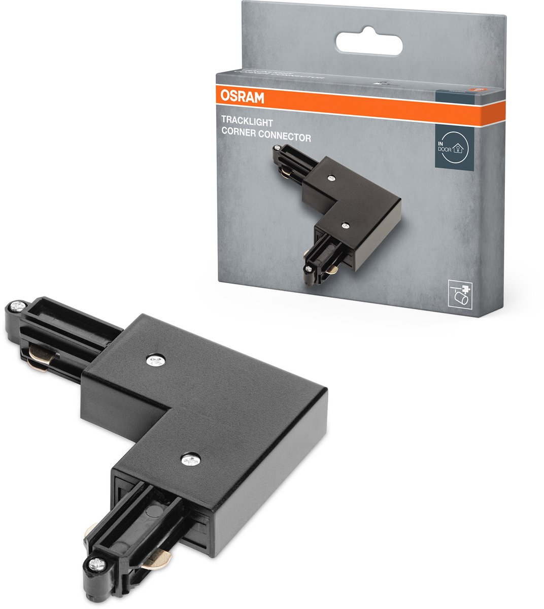 Vienfazio taškinių šviestuvų bėgelio jungtis OSRAM TRACKLIGHT, kampinė, juoda-0