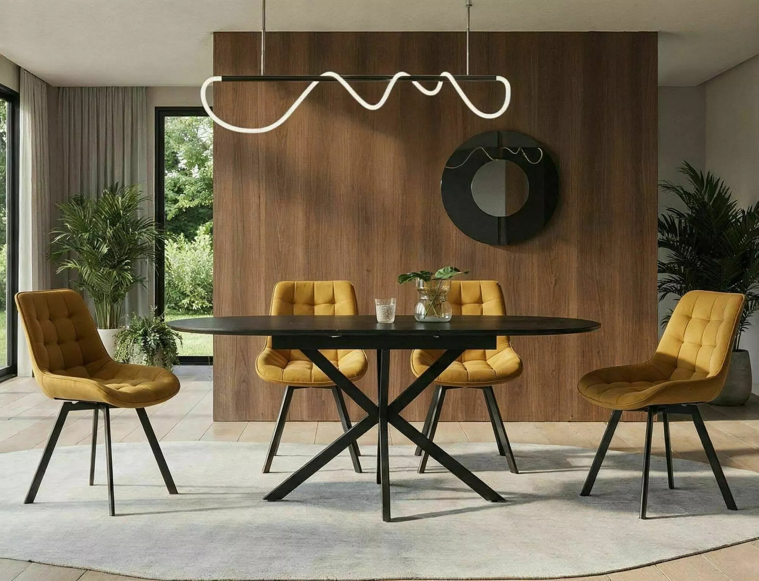 Valgomojo stalas Gaston Ceramic 140, 140 x 80 cm, juoda - 7