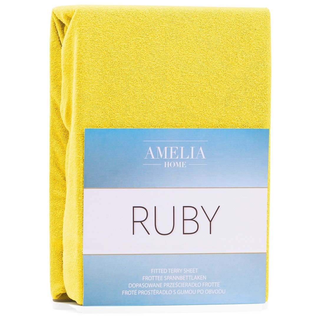 Frotinė paklodė su guma Ameliahome RUBY Yellow,  140x200 cm