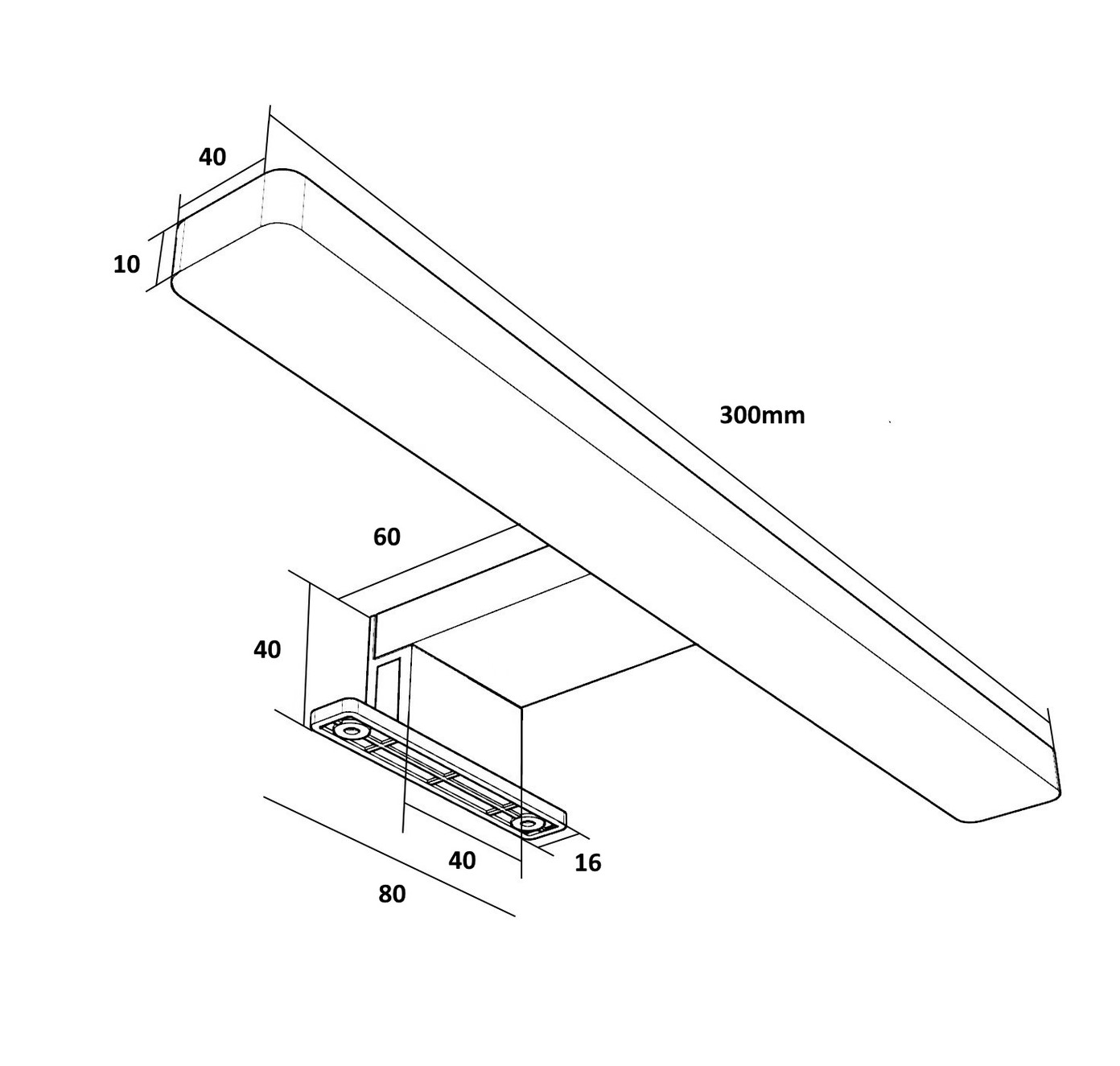 Veidrodžių LED šviestuvas G. LUX, IP44, 8W, 4000 K, 800 lm, blizgaus chromo sp., 30 cm - 4