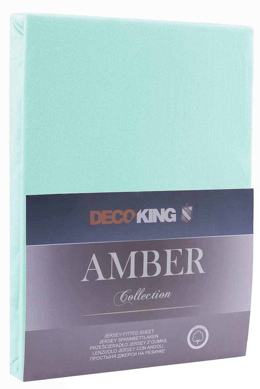Jersey paklodė su guma Decoking AMBER Light Turquoise, 180x200 cm