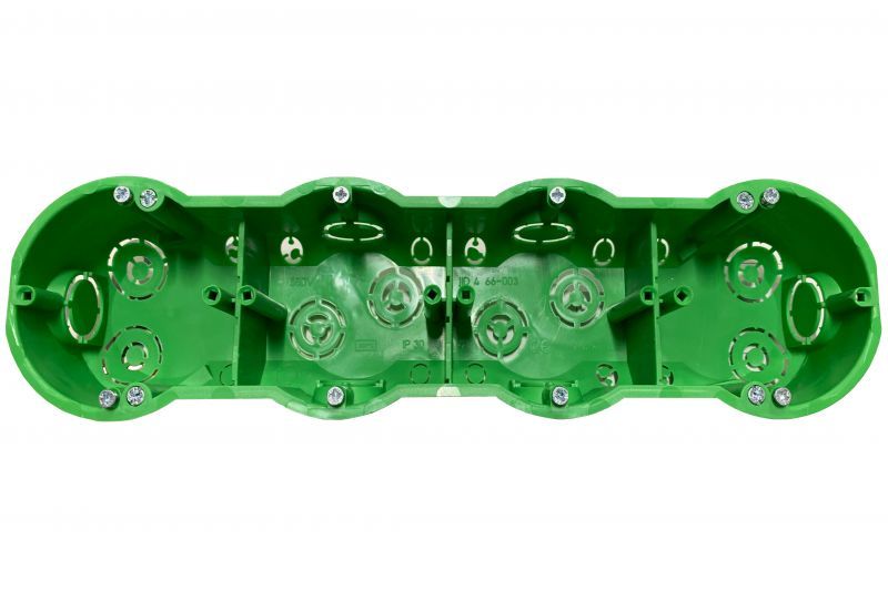 Keturvietė dėžutė į gipso kartoną Liregus, 283,4x73,3x46,5mm, 850 °C, IP20, žalios sp.-1
