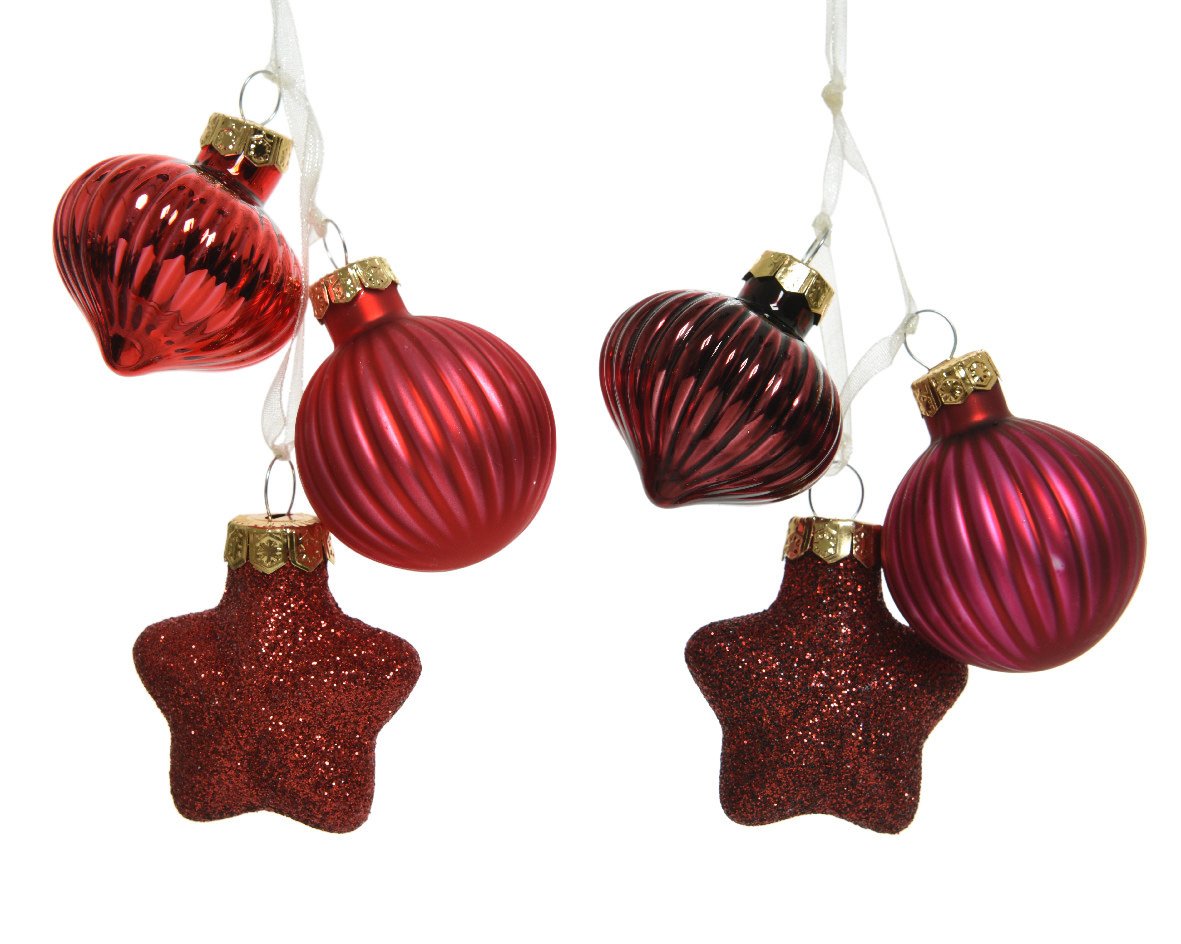 Kalėdinis eglės žaisliukas FIGURES GLASS, raudonos sp., 2 rūšių, 3,5 x 4 x 11,5 cm, 1 vnt.