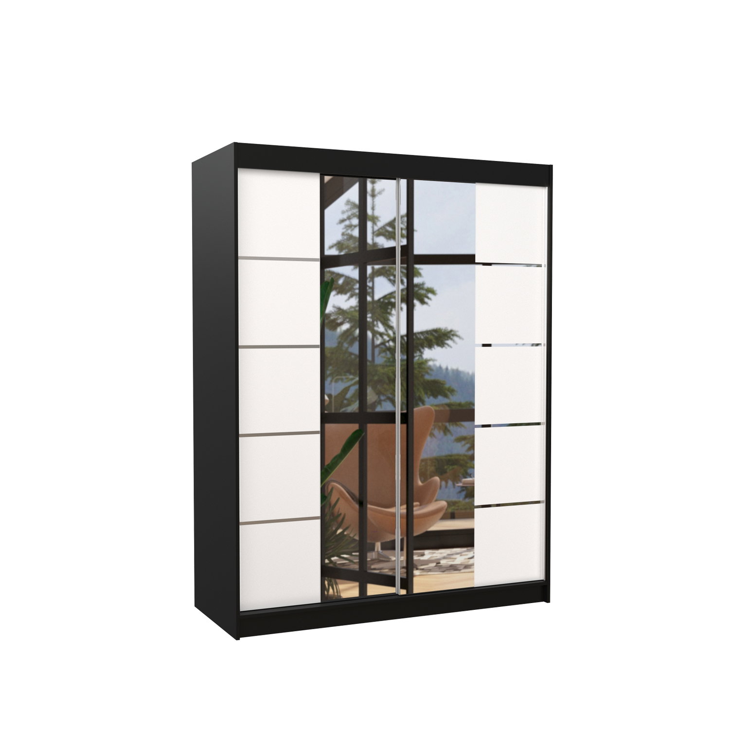 Spinta ADRK Nordic 150, balta sp./juoda sp., 58 cm x 150 cm x 200 cm, su veidrodžiu - 3