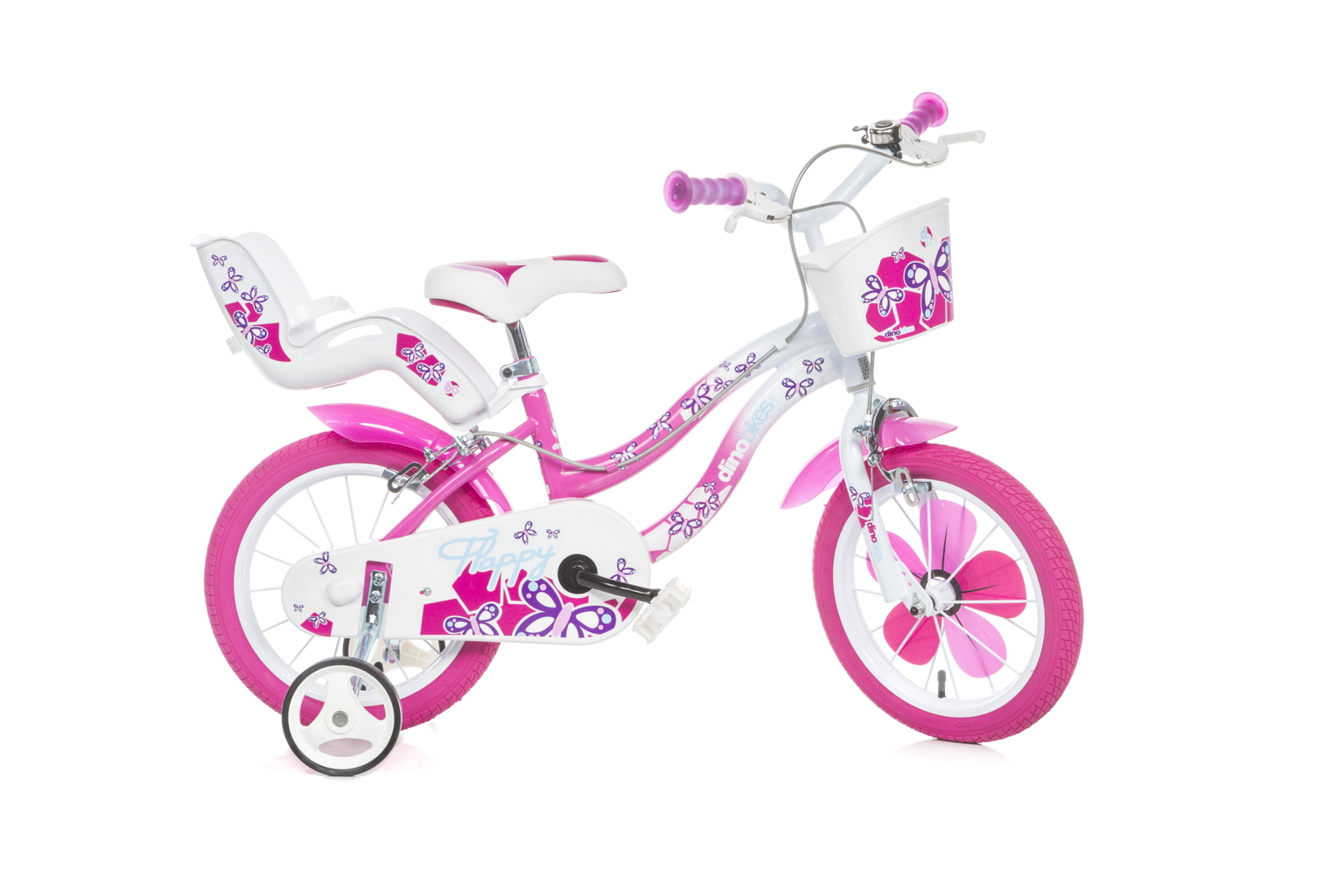 Vaikiškas dviratis Dino Bikes Flappy, 14", rožinis-0