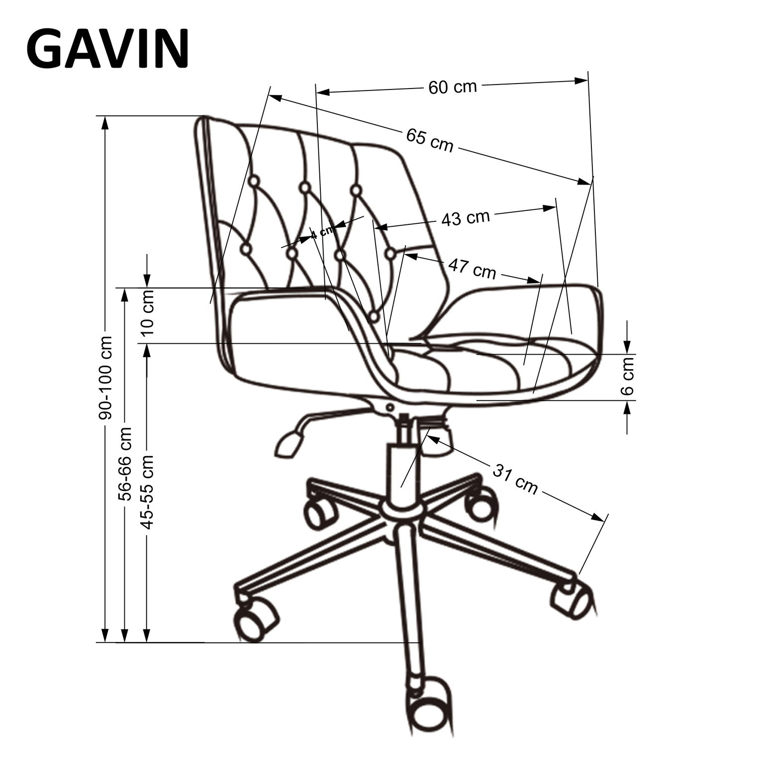 Biuro kėdė GAVIN, juoda - 5
