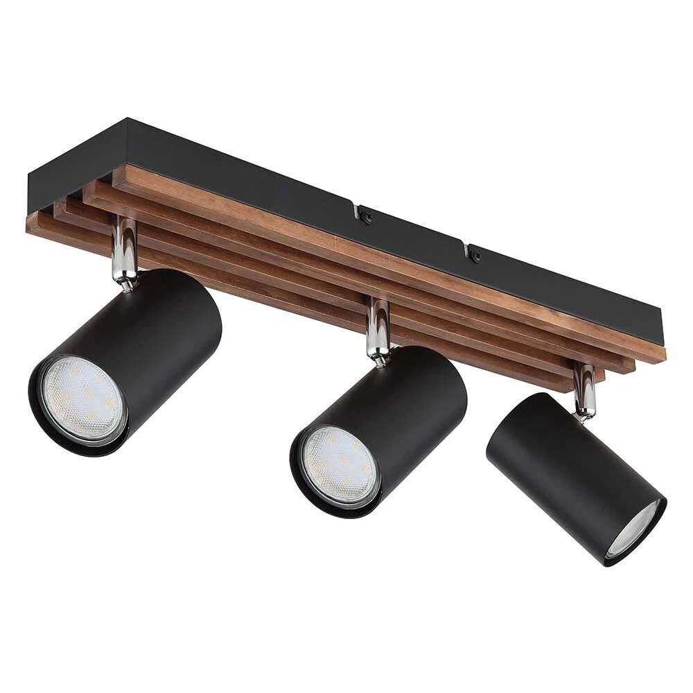 Taškinis šviestuvas GLOBO KAYDEN, 3xGU10 max 3x25W metalas/medis juodos sp 8x12,5x41cm - 3