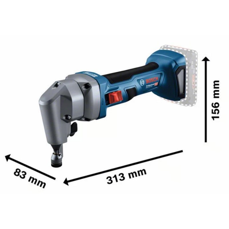 Akumuliatorinės skardos žirklės BOSCH PRO GNA 18V-16 E  (2x ProCORE18V 4.0Ah, in L-BOXX)-1