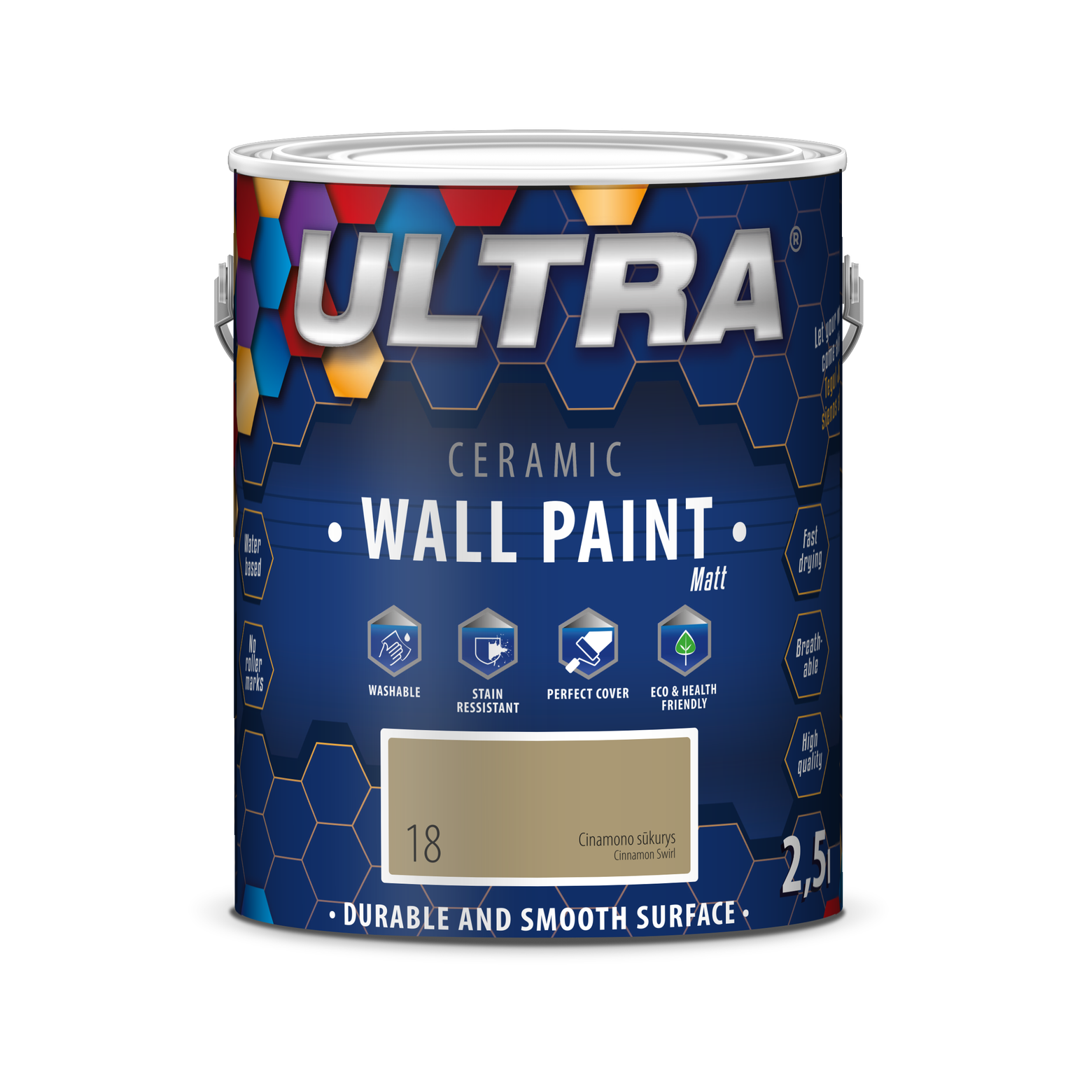 Interjero dažai ULTRA ceramic, cinamono sūkurys (18), 0,7 l-0