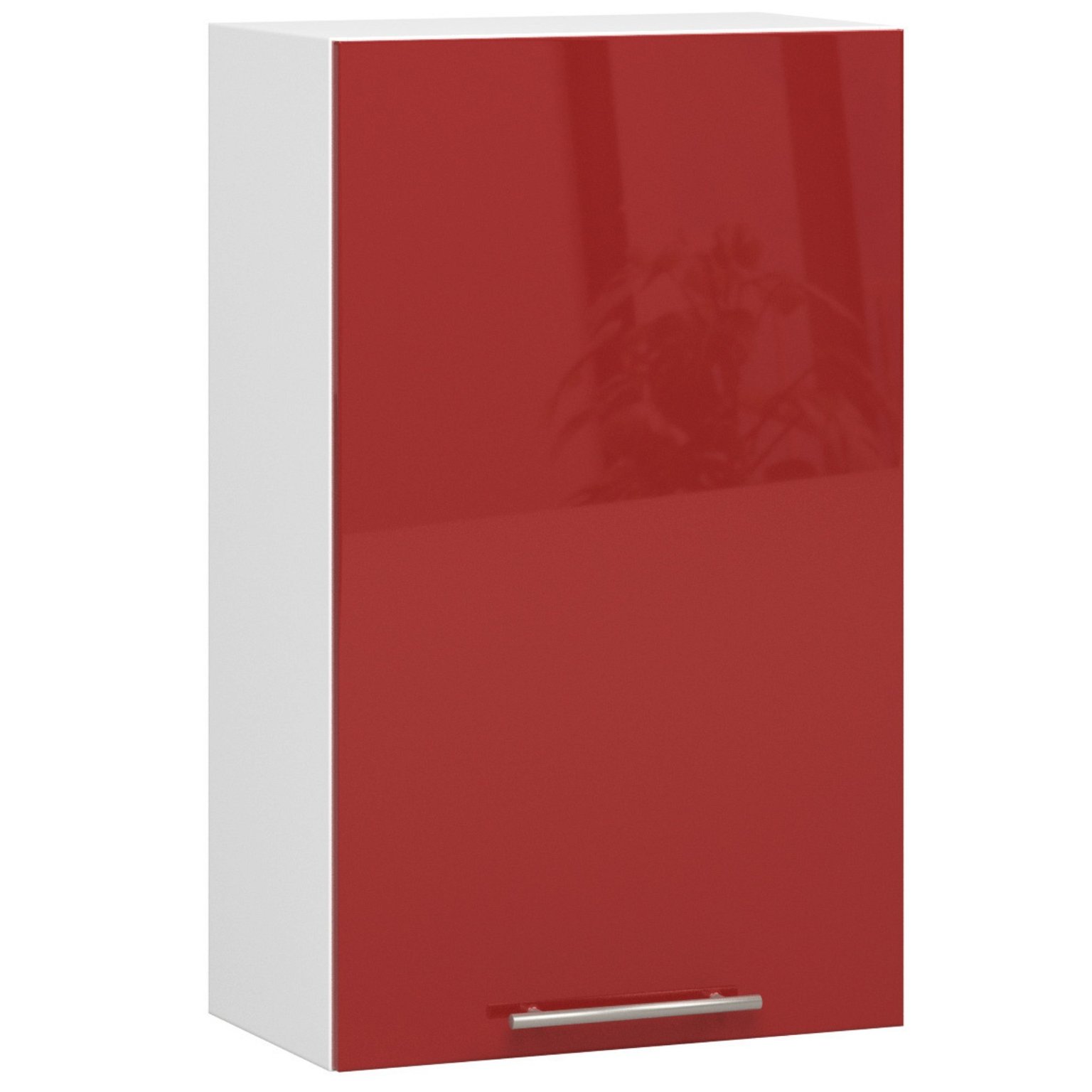 Pakabinama virtuvės spintelė OLIVIA W50, balta/raudona blizgi