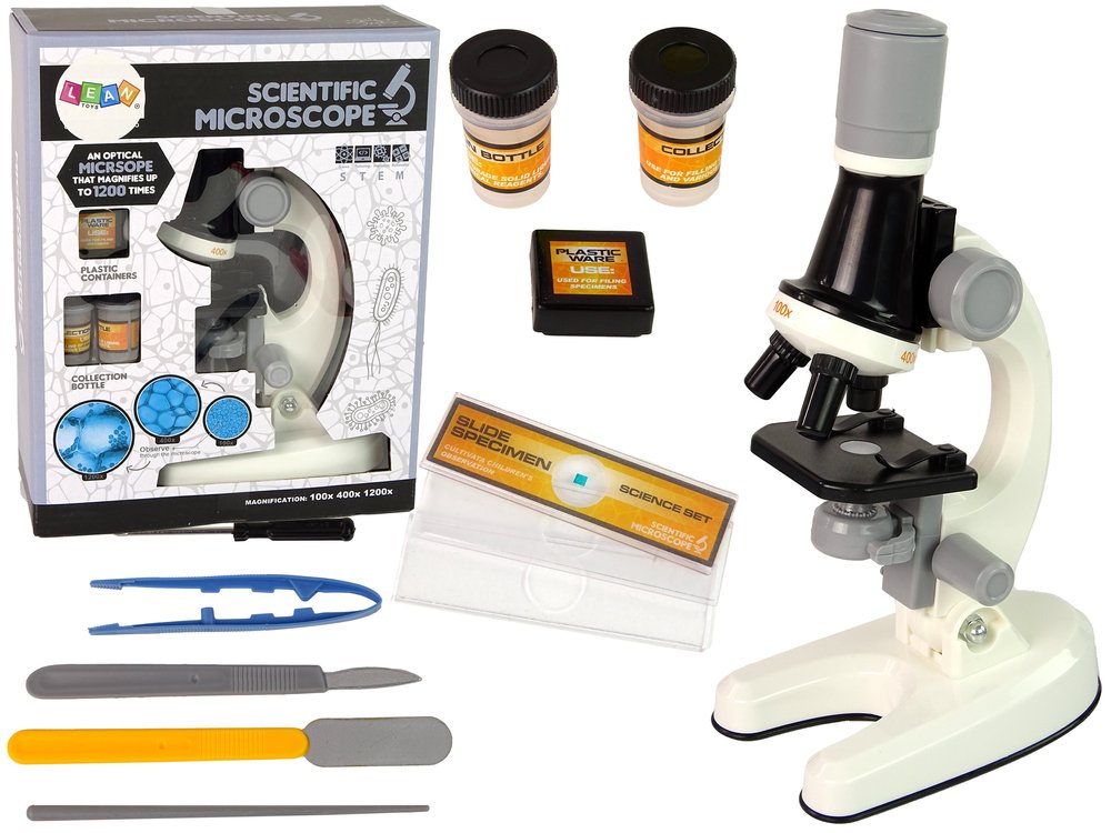 Edukacinis rinkinys su mikroskopu vaikams, baltas