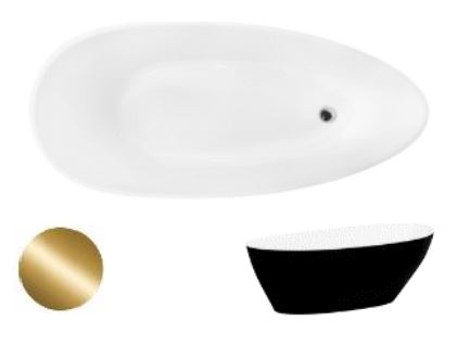Vonia Besco Goya Black&White XS 140, su Klik-klak Gold valomu iš viršaus - 7