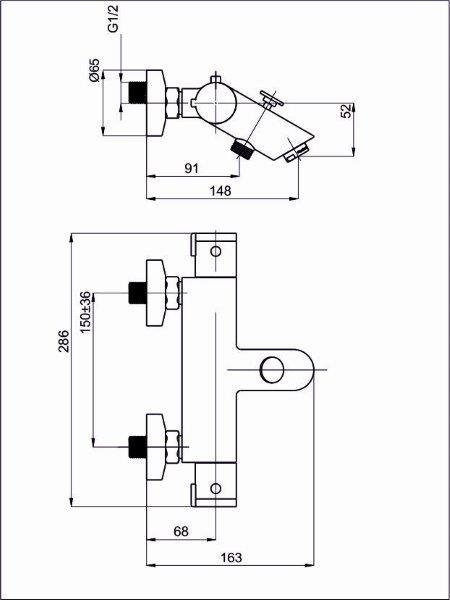 Vonios termostatinis maišytuvas RUBINETA THERMO-10, chromo sp. - 2